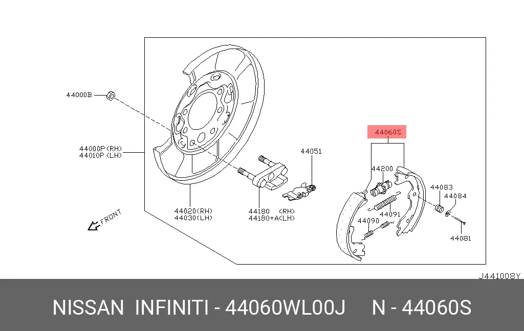 NISSAN 44060-WL00J BRAKE SHOE