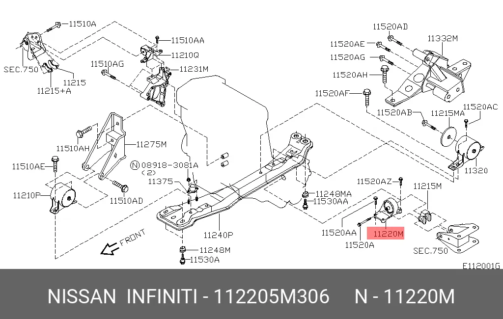 NISSAN 11220-5M306 INSULATOR ENGINE MOUNTING