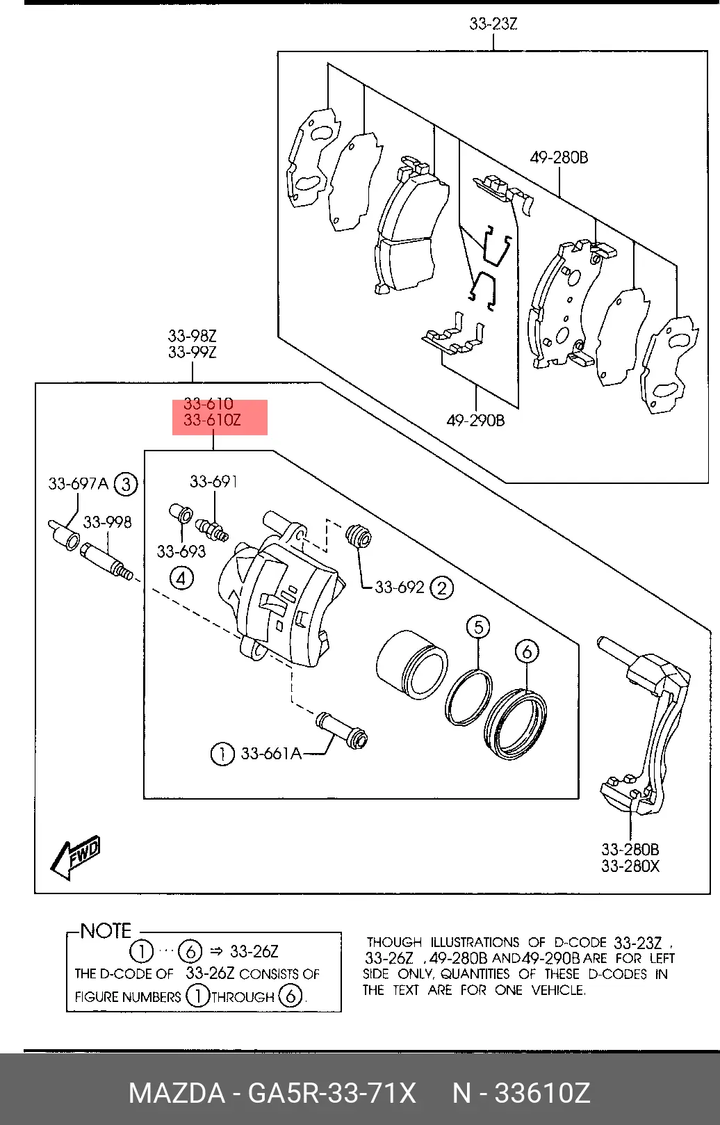 MAZDA GA5R-33-71X WHEEL CALLIPER ASSY