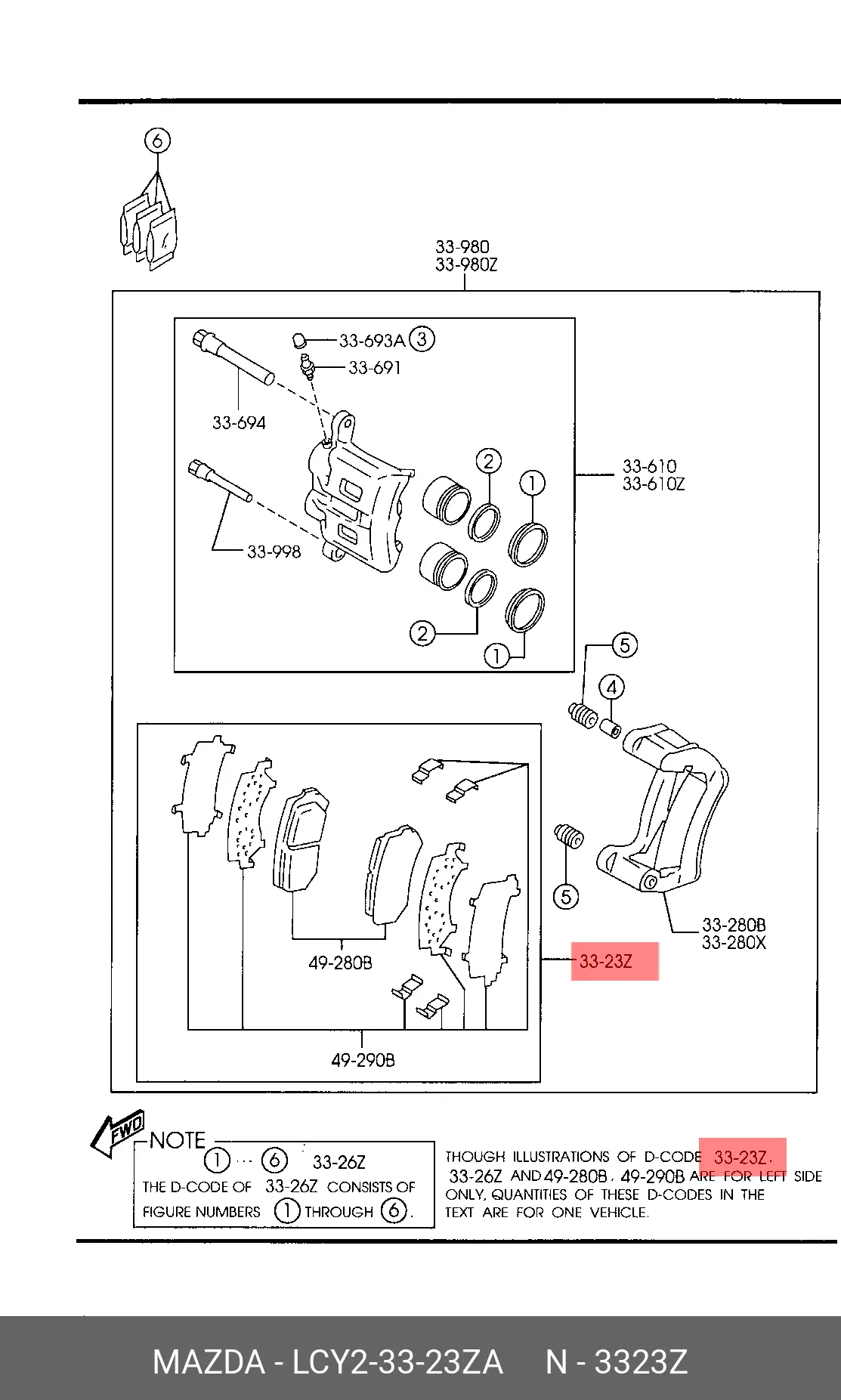 MAZDA LCY2-33-23ZA BRAKE PADS