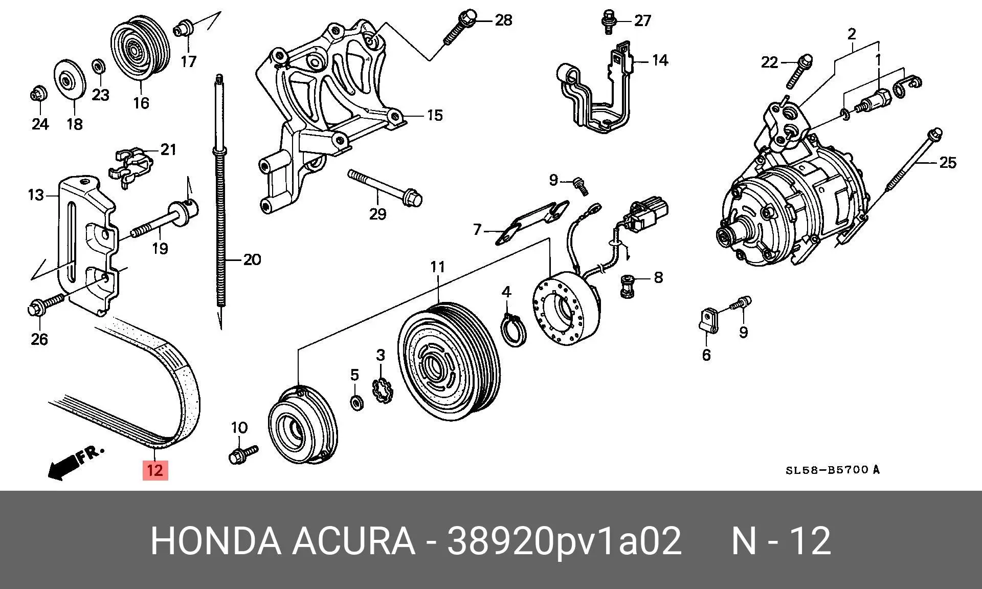 HONDA 38920-PV1-A02 MULTIRIB BELT