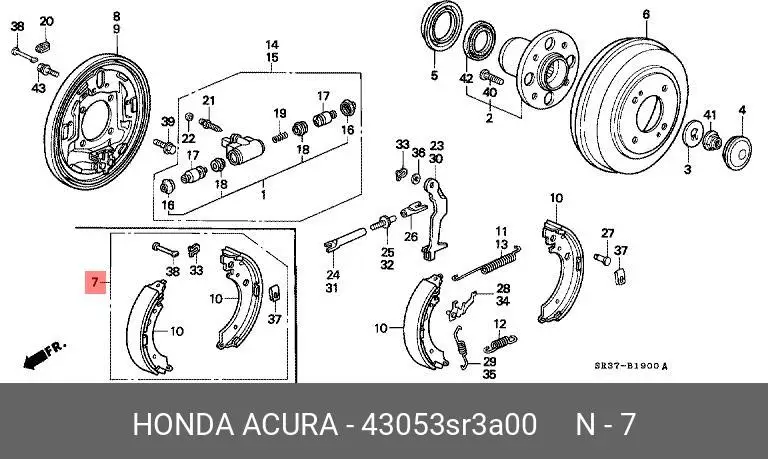 HONDA 43053-SR3-A00 BRAKE SHOE