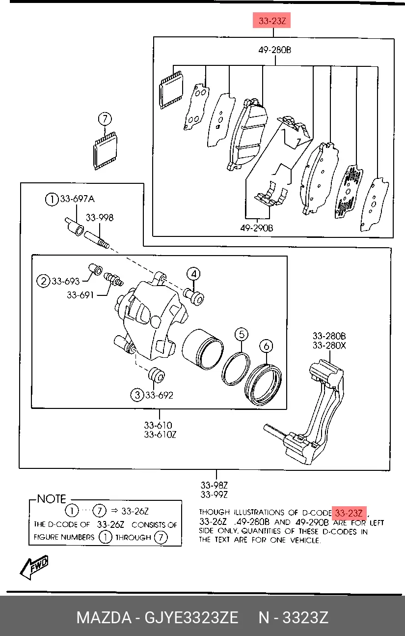 MAZDA GJYE-33-23ZE BRAKE PADS