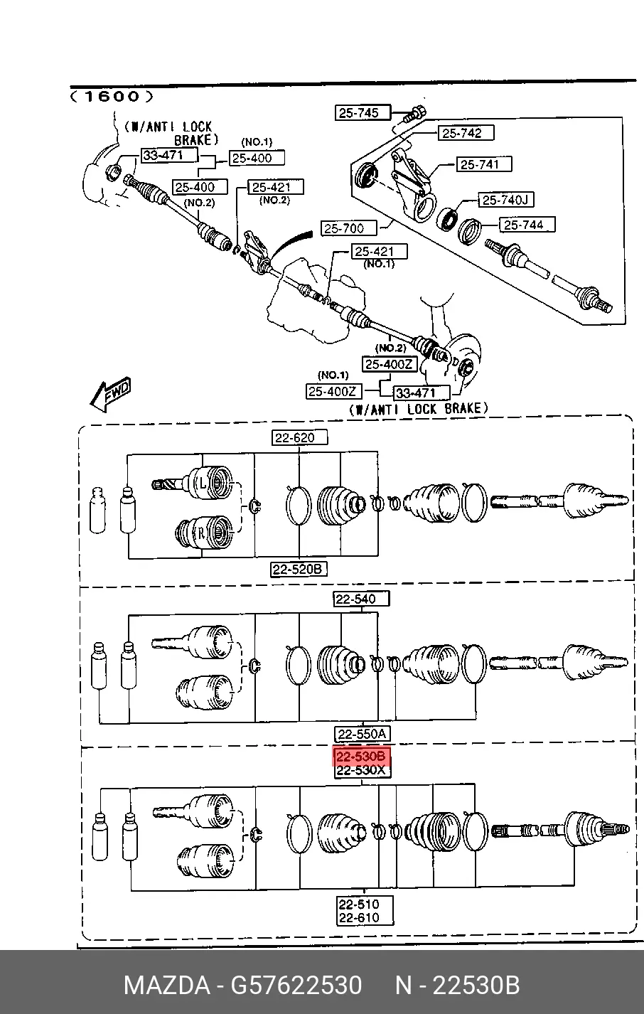 MAZDA G576-22-530 DRIVE SHAFT BOOT