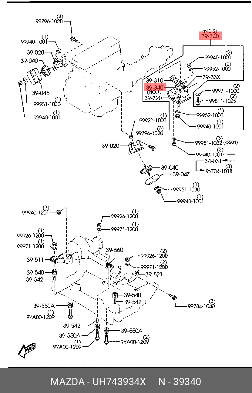 MAZDA UH74-39-34X UH74-39-34XB, UH74-39-34X