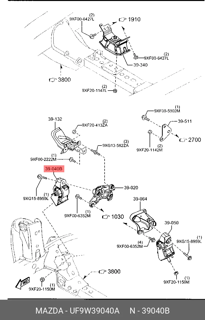 MAZDA UF9W-39-040A ENGINE MOUNTING