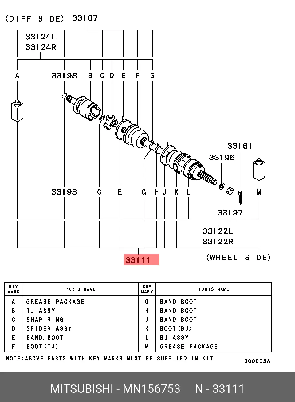 MITSUBISHI MN156753 DRIVE SHAFT BOOT