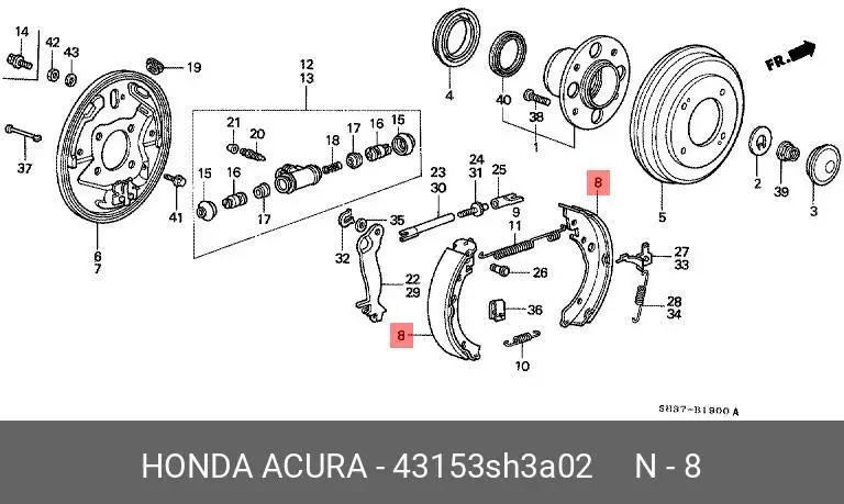 HONDA 43153-SH3-A02 BRAKE SHOE