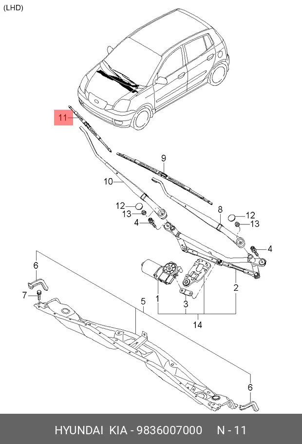 KIA 98360-07000 CONVENTIONAL WIPER