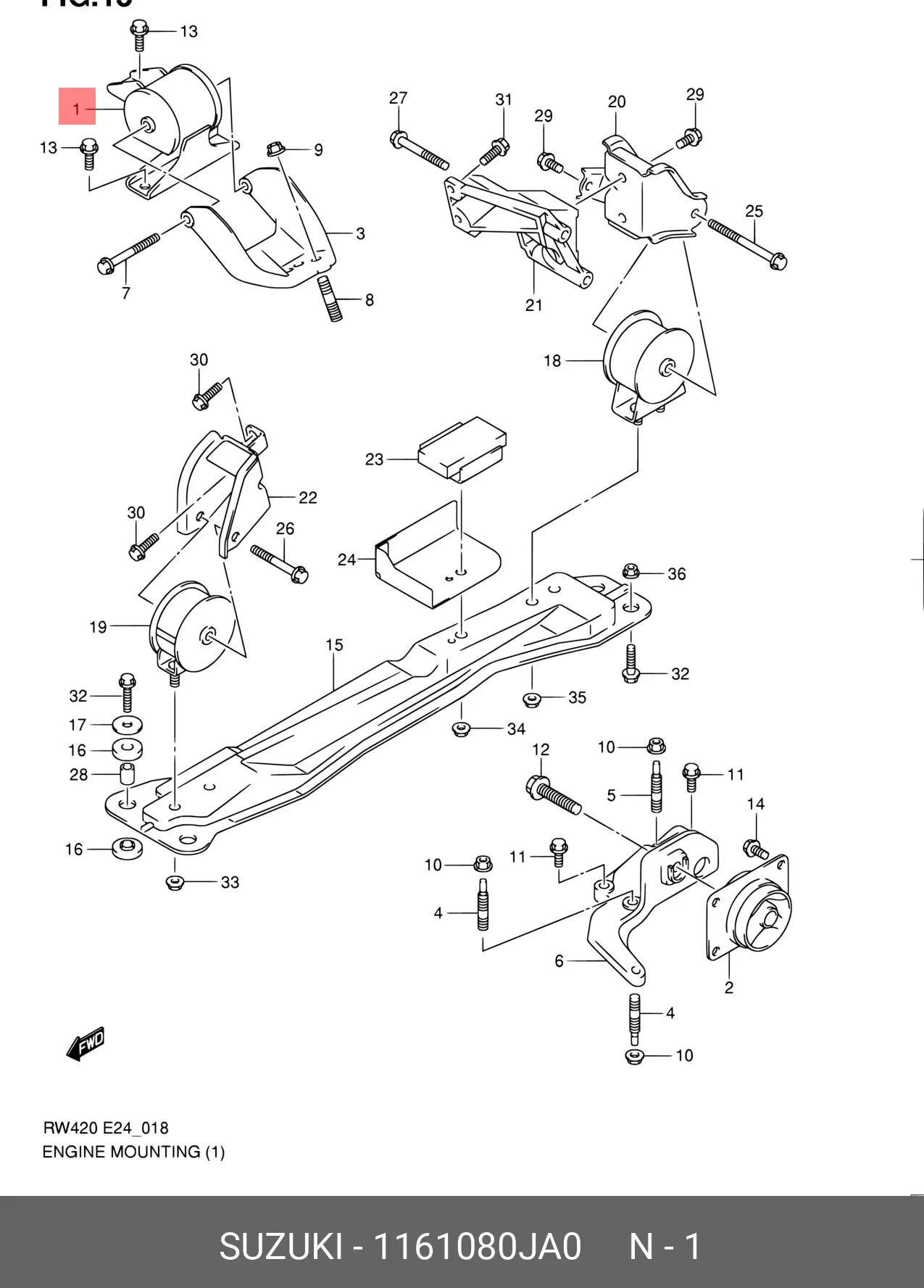 SUZUKI 11610-80JA0 INSULATOR ENGINE MOUNTING