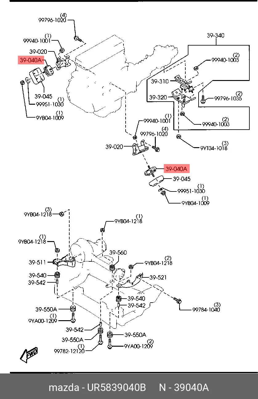 MAZDA UR58-39-040B ENGINE MOUNTING