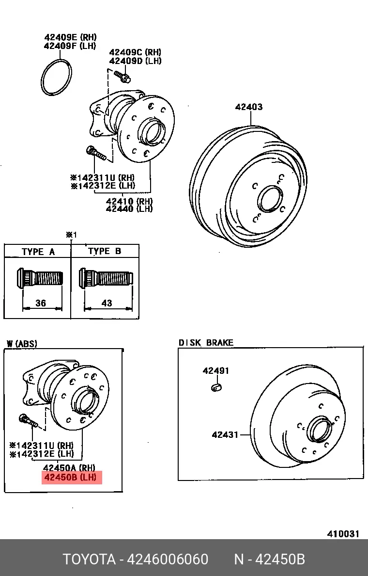 TOYOTA 42460-06060 WHEEL HUB