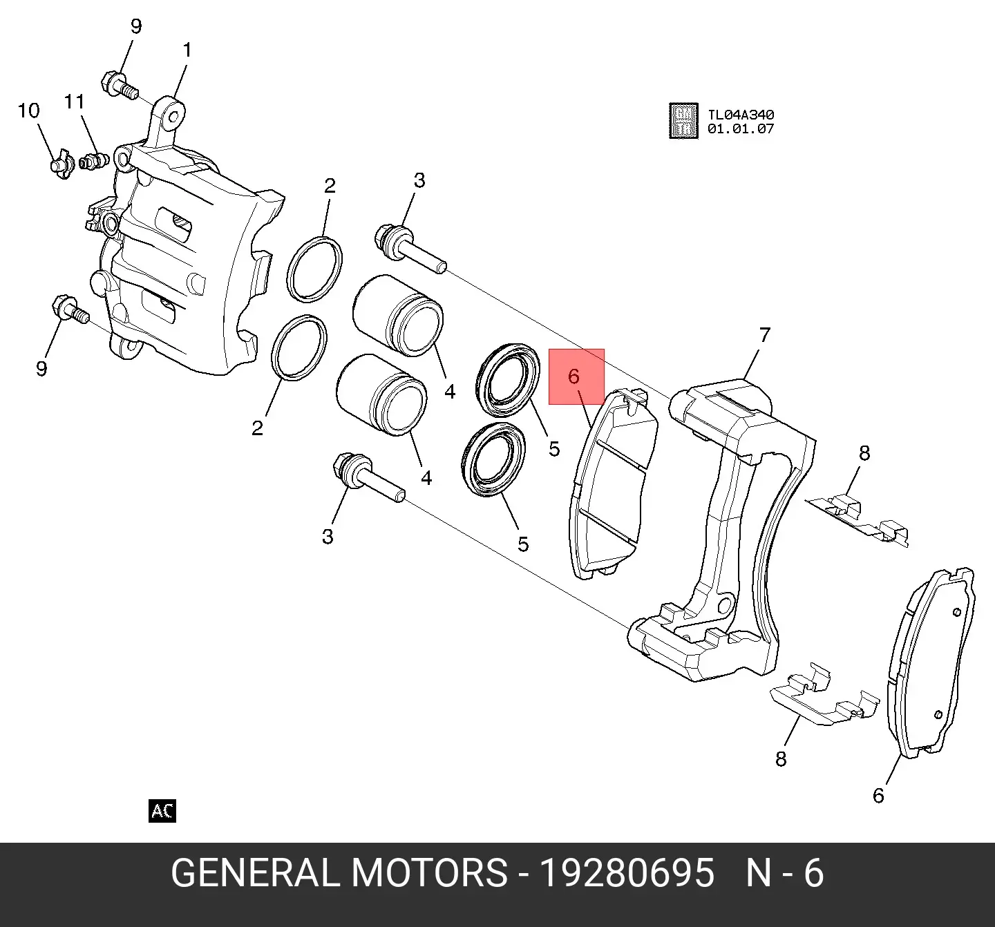 GM 19280695 BRAKE PADS