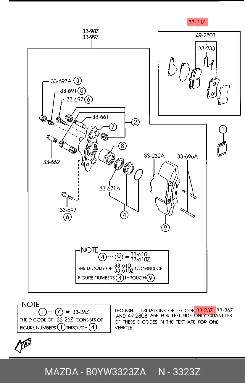 MAZDA B0YW-33-23ZA BRAKE PADS