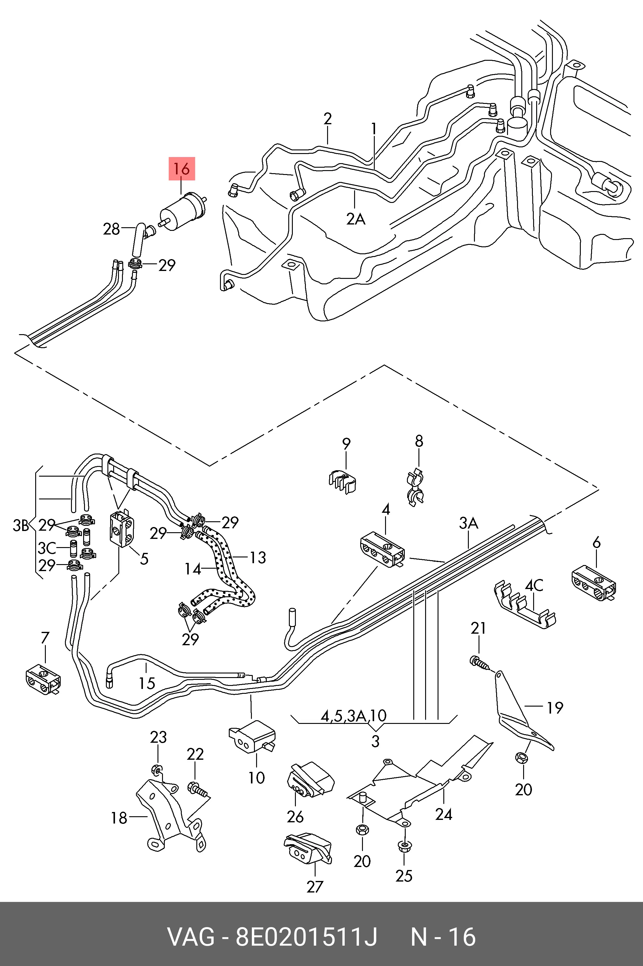 VAG 8E0 201 511 J PETROL FILTER (INJECTOR & CARBURETOR)