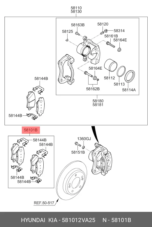 HYUNDAI 58101-2VA25 BRAKE PADS