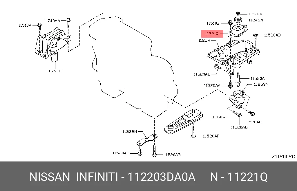 NISSAN 11220-3DA0A ENGINE MOUNTING
