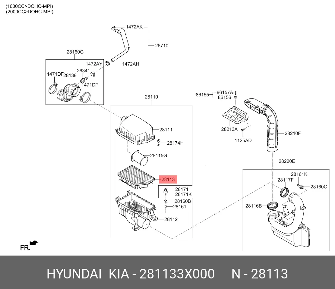 KIA 28113-3X000 AIR FILTER