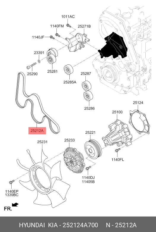 KIA 25212-4A700 MULTIRIB BELT