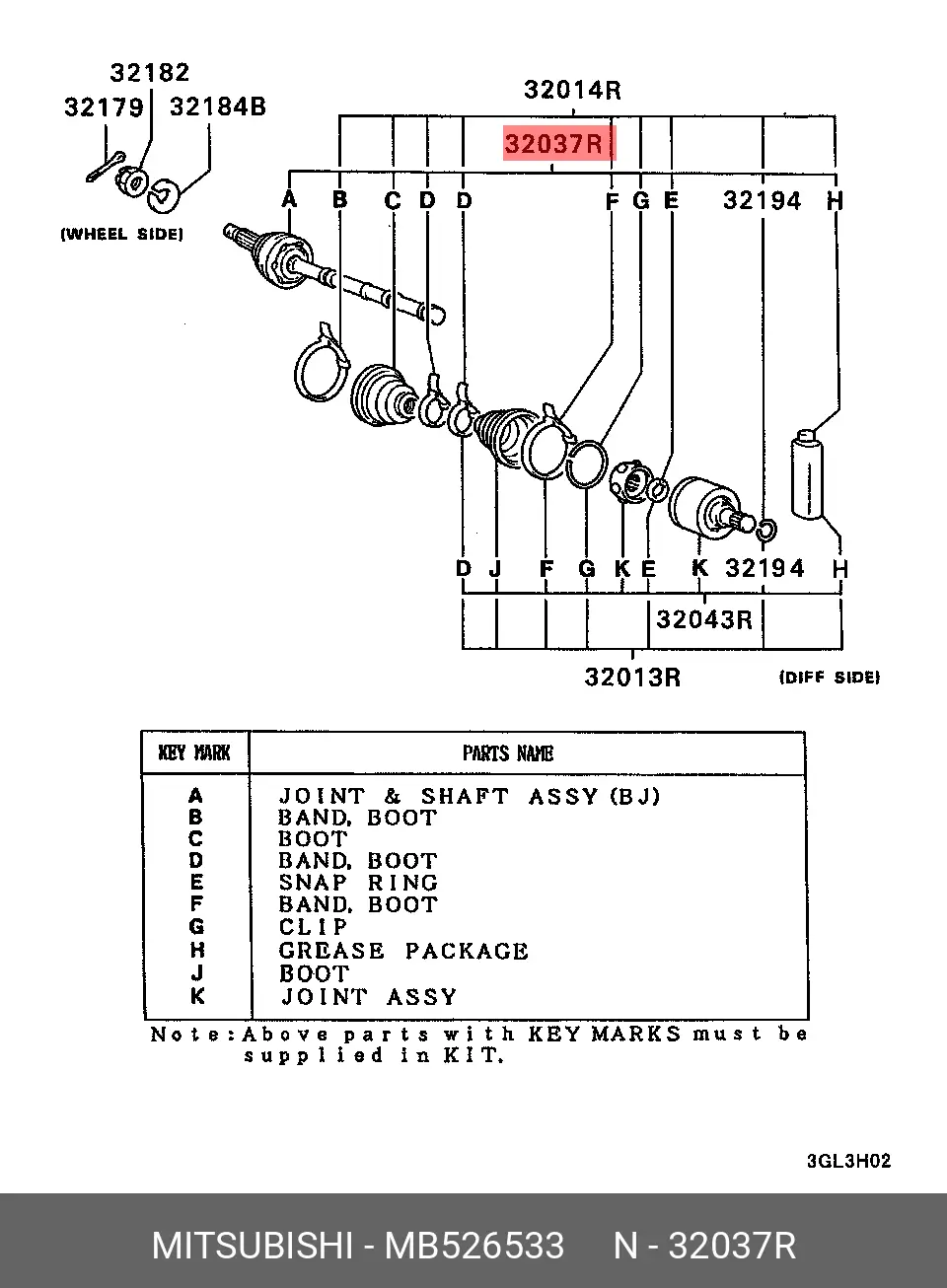 MITSUBISHI MB526533 CV-JOINT