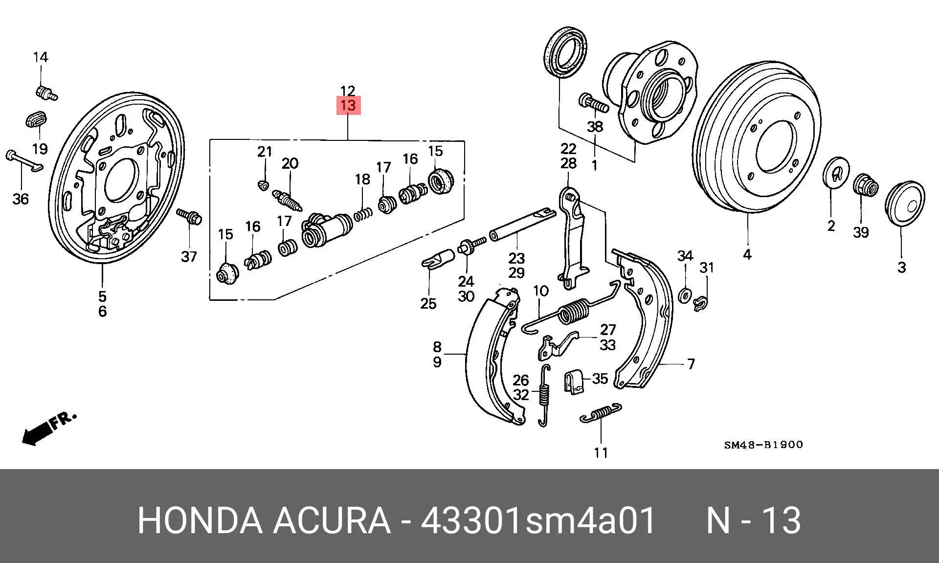 HONDA 43301-SM4-A01 WHEEL CYLINDER