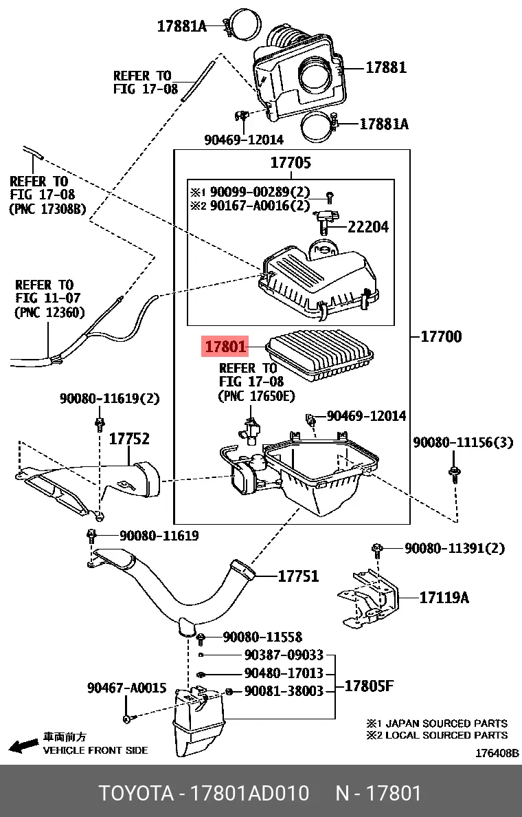 TOYOTA 17801-AD010 AIR FILTER