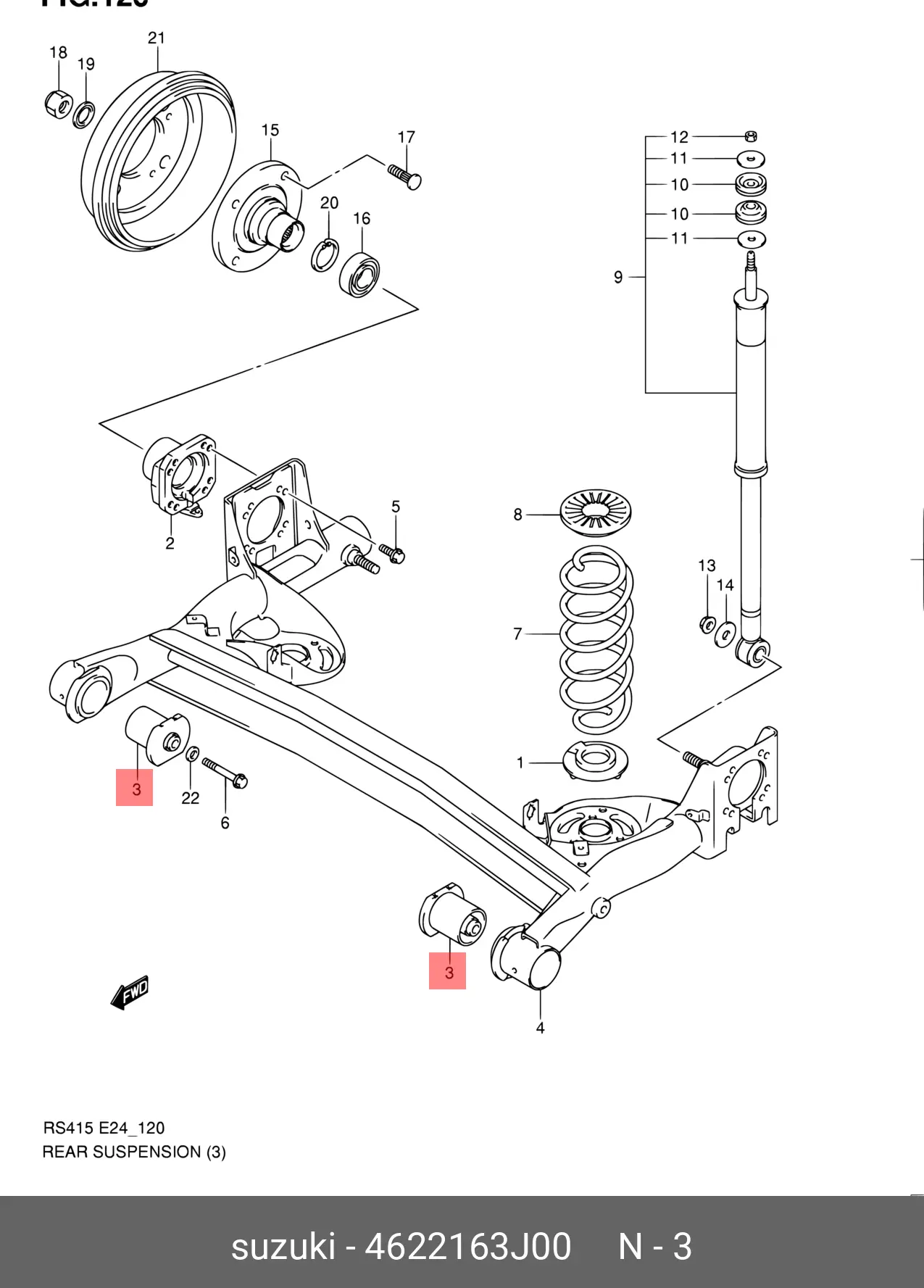 SUZUKI 46221-63J00 BUSH, SUSPENSION