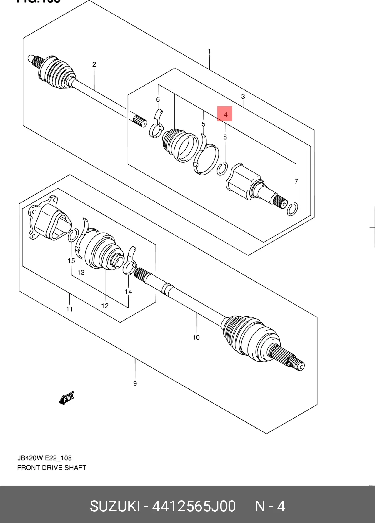 SUZUKI 44125-65J00 DRIVE SHAFT BOOT