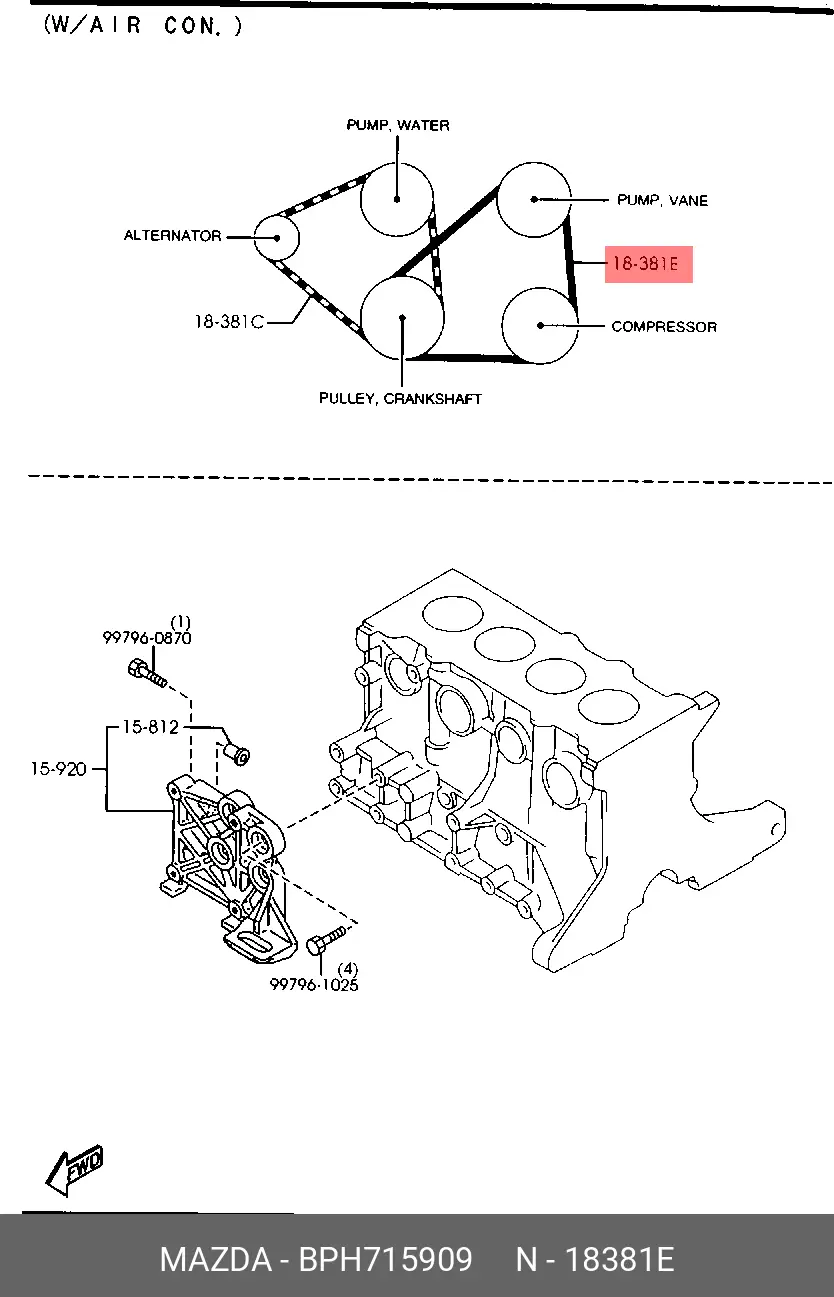 MAZDA BPH7-15-909 MULTIRIB BELT