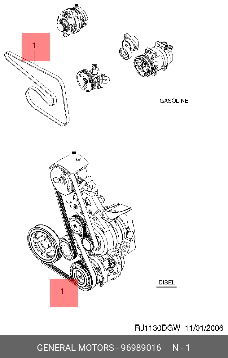 GM 96989016 MULTIRIB BELT