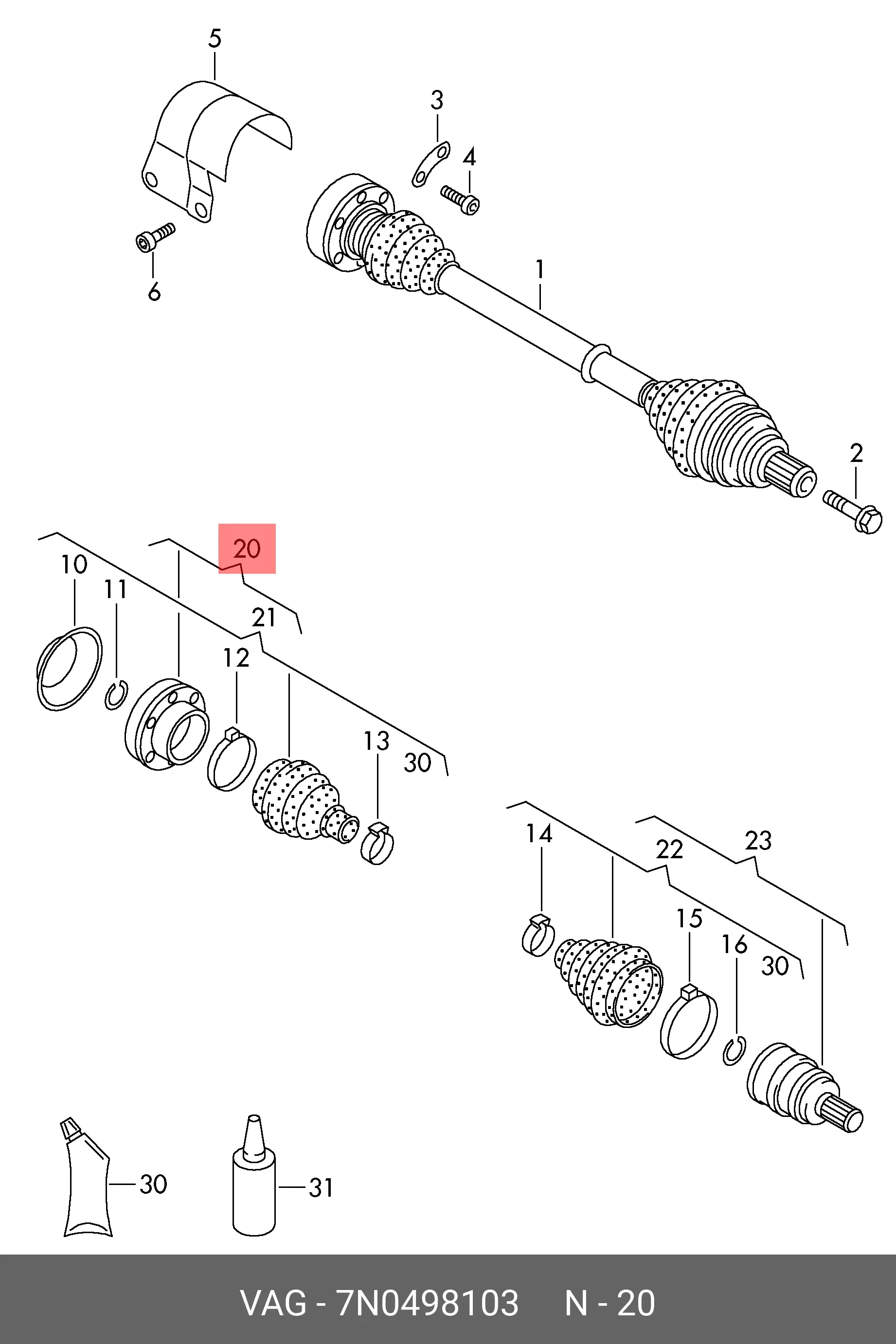 VAG 7N0 498 103 CV-JOINT