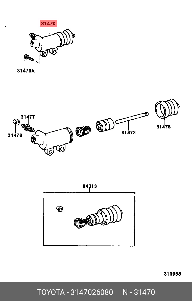 TOYOTA 31470-26080 CLUTCH OPERATING ASSY