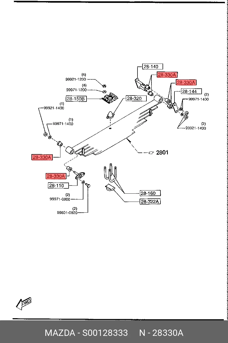 MAZDA S001-28-333 SPRING SHACKLE RUBBER