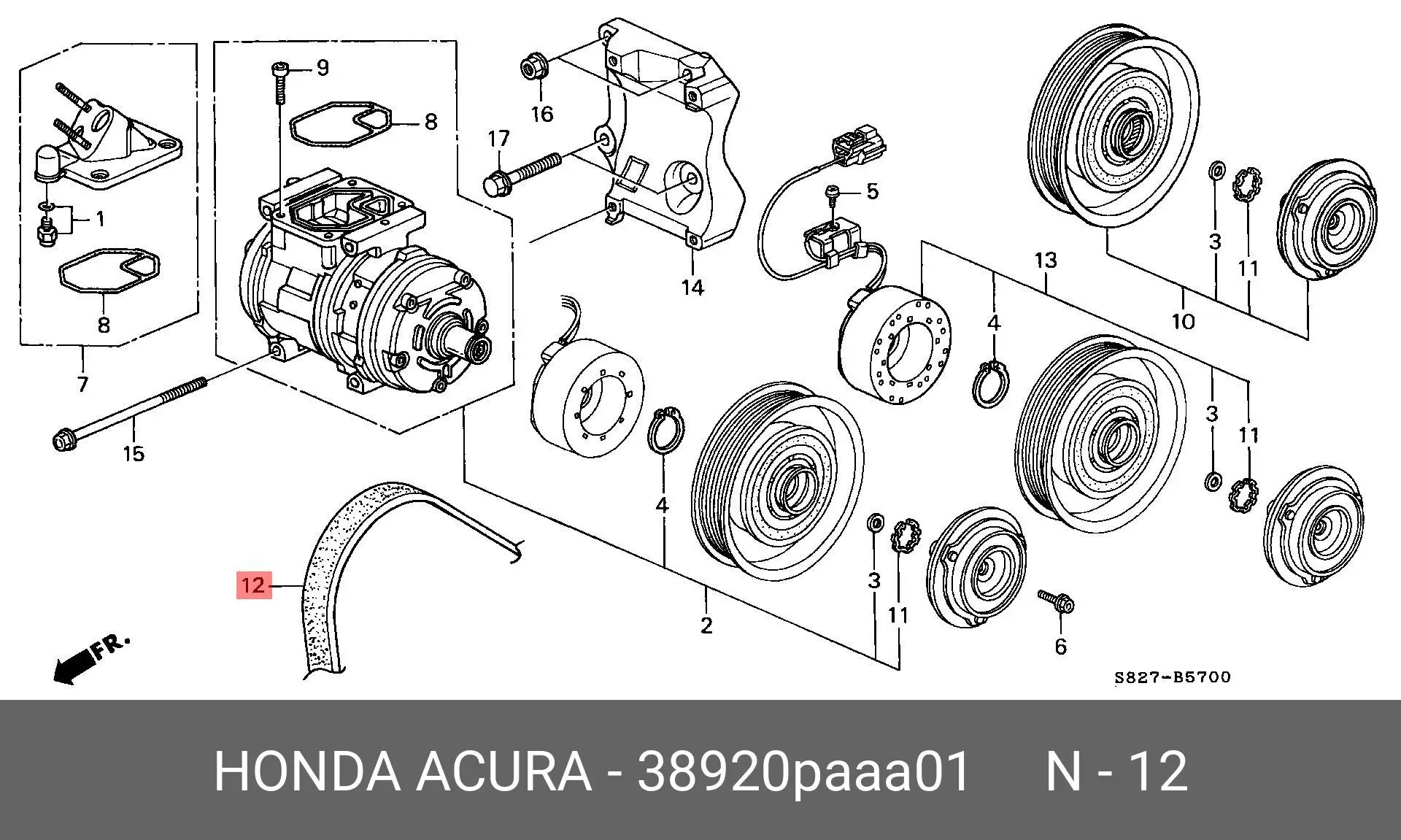 HONDA 38920-PAA-A01 MULTIRIB BELT
