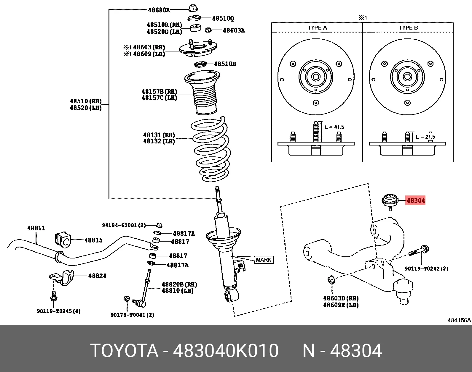 TOYOTA 48304-0K010 48331-26140, 48304-0K010
