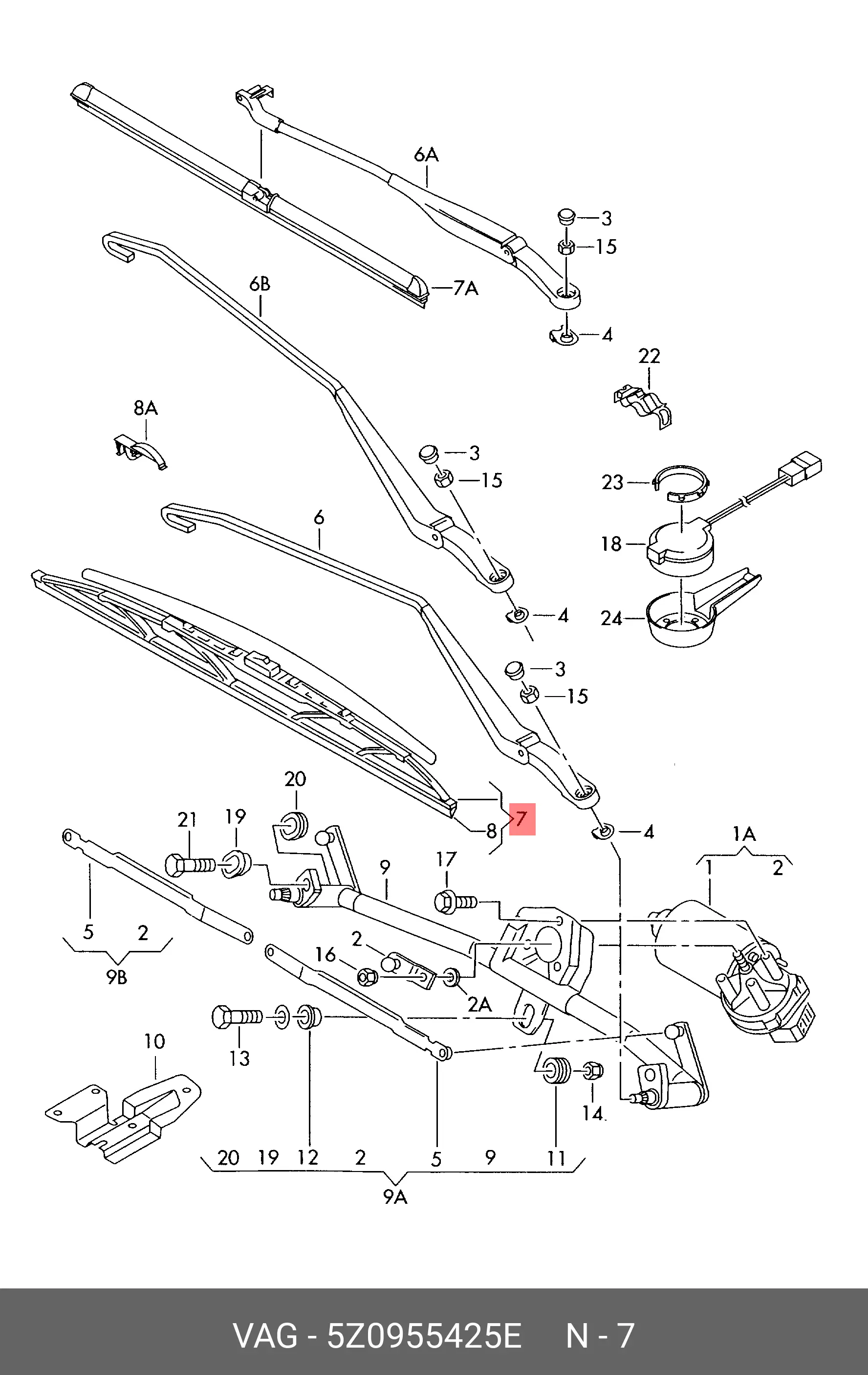 VAG 5Z0 955 425 E FLAT WIPER