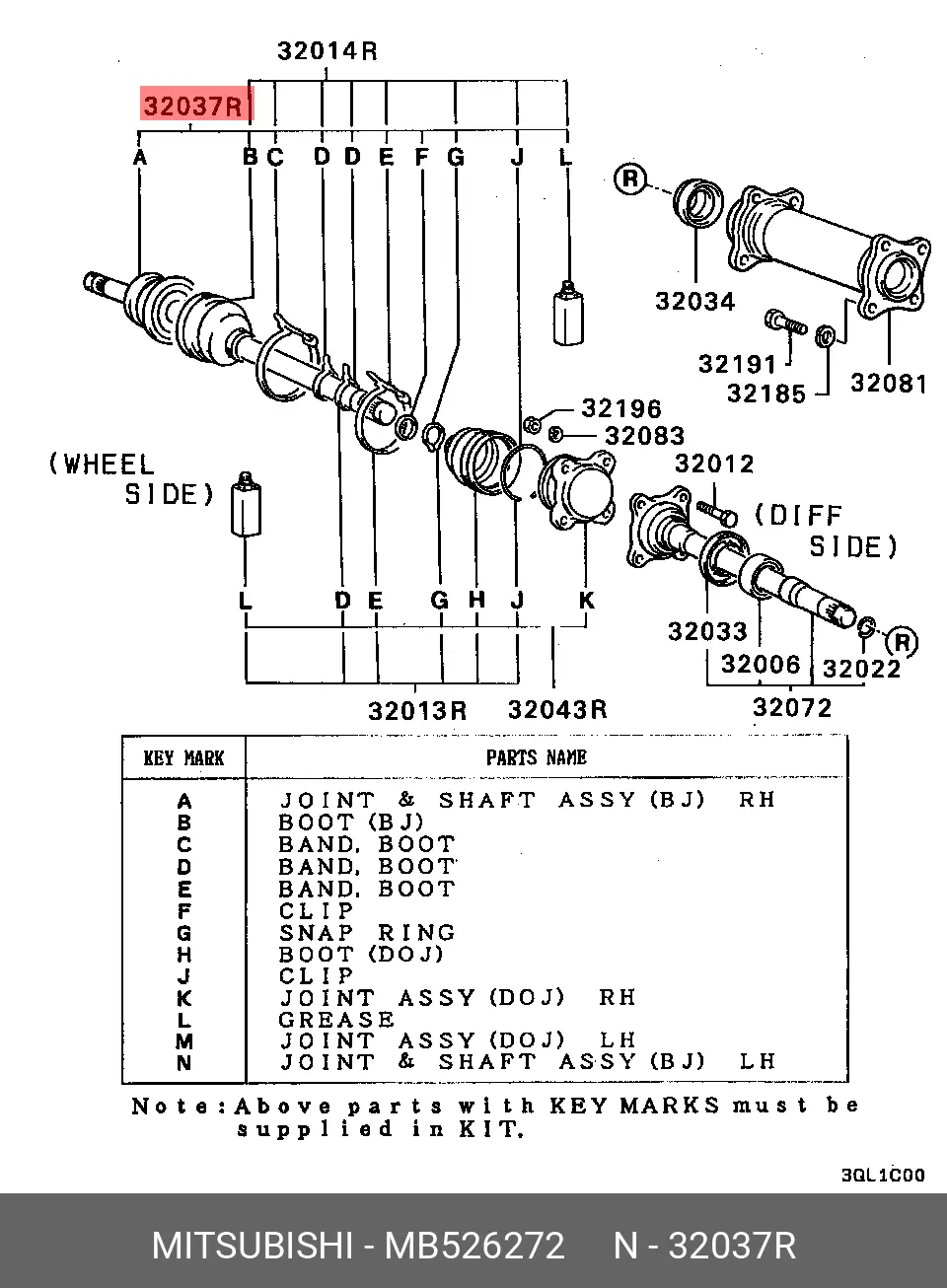 MITSUBISHI MB526272 CV-JOINT
