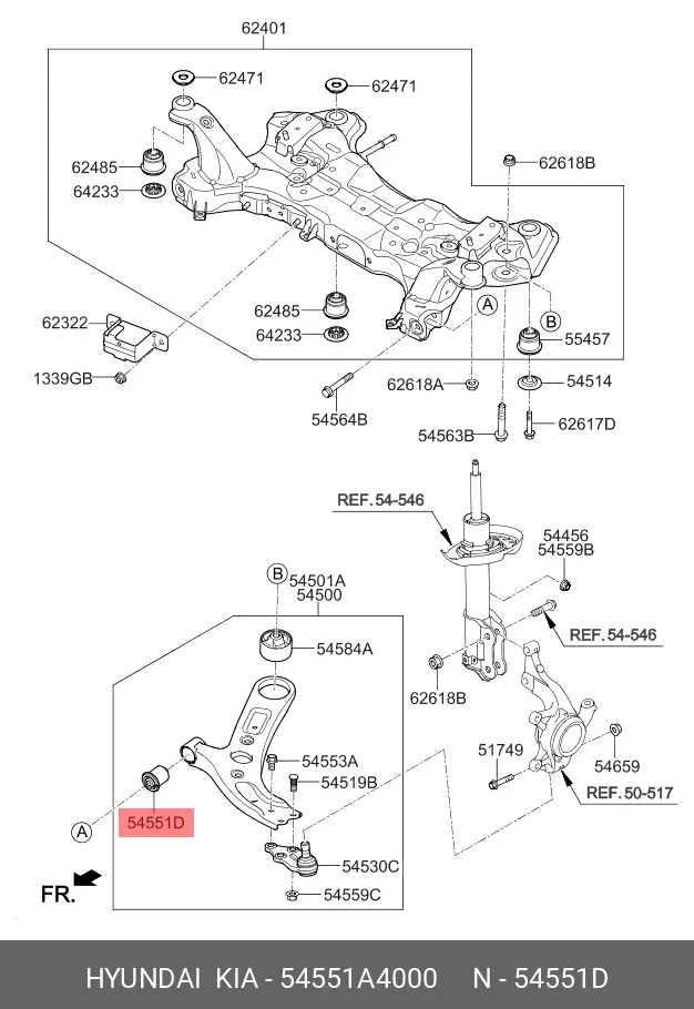 KIA 54551-A4000 BUSH, SUSPENSION