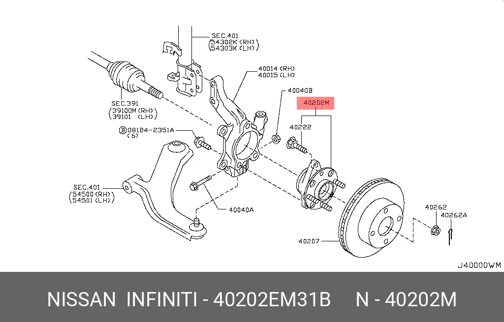 NISSAN 40202-EM31B WHEEL HUB