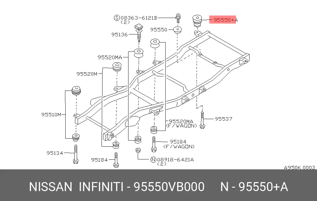 NISSAN 95550-VB000 BODY/FRAME BUSH