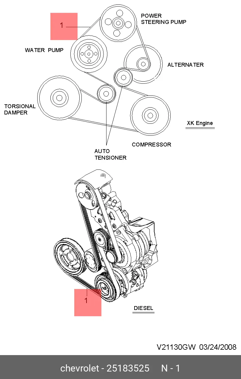 CHEVROLET 25183525 MULTIRIB BELT