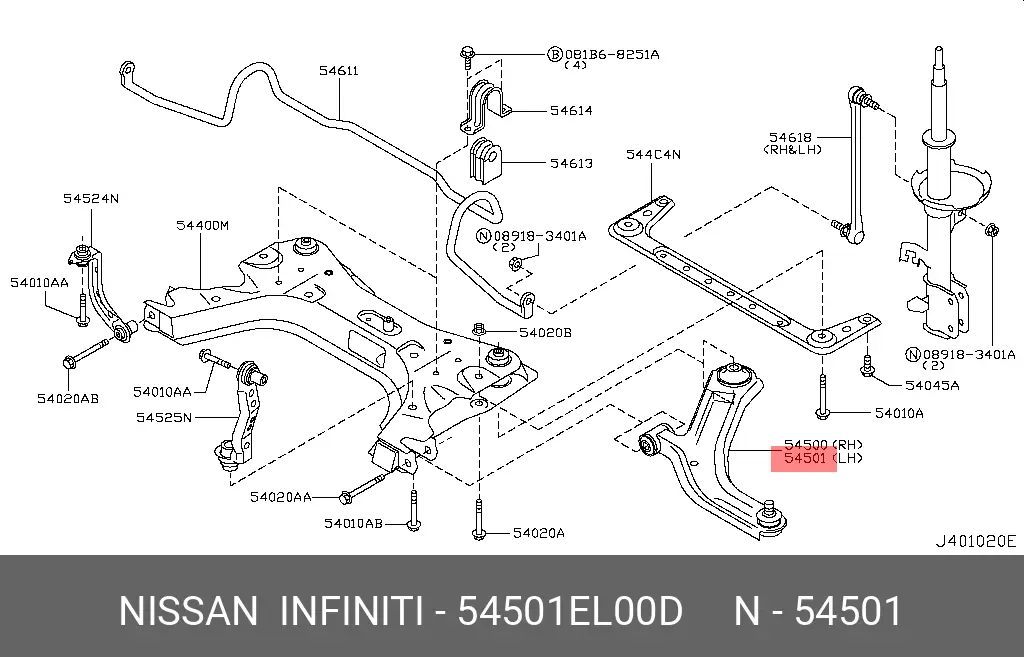 NISSAN 54501-EL00D ARM ASSY, SUSPENSION
