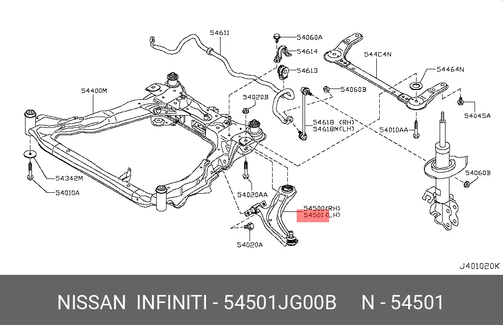 NISSAN 54501-JG00B ARM ASSY, SUSPENSION