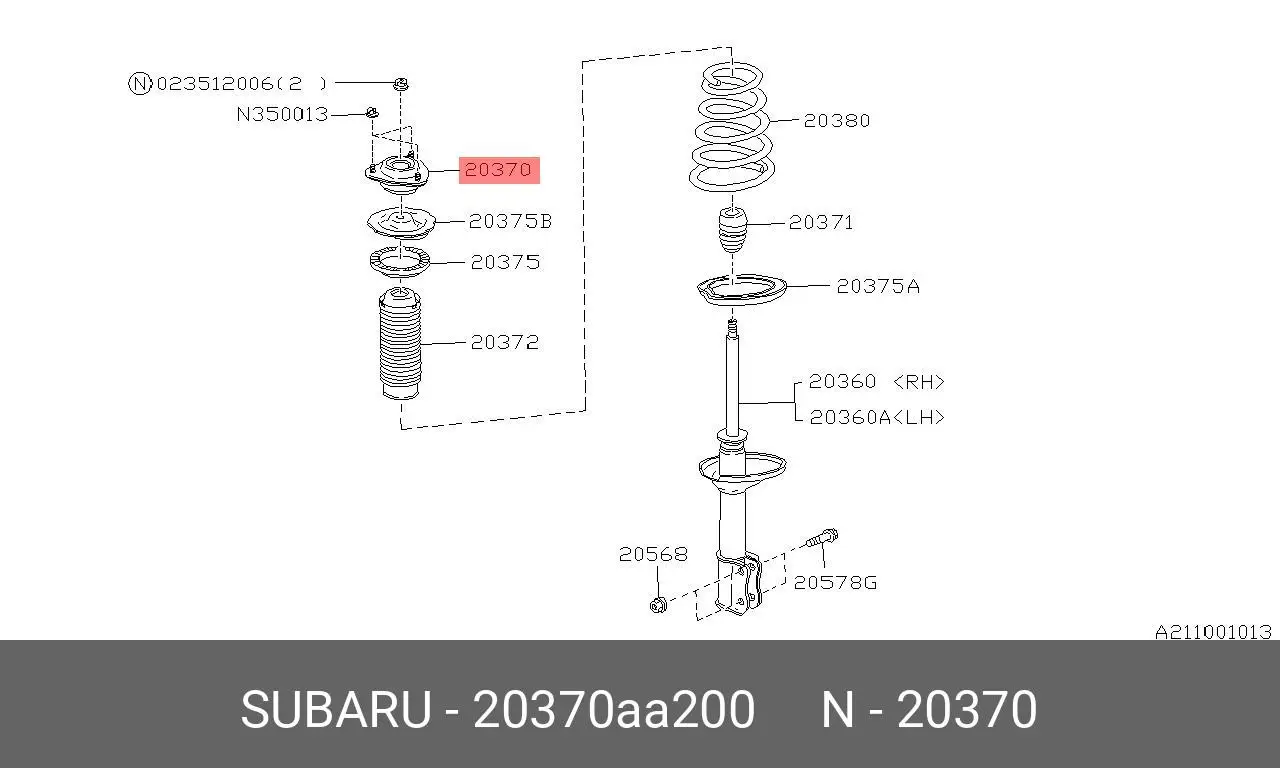 SUBARU 20370-AA200 SHOCK ABSORBER MOUNTING