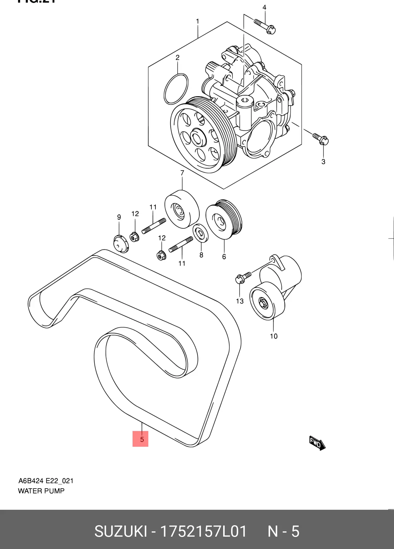 SUZUKI 17521-57L01 MULTIRIB BELT