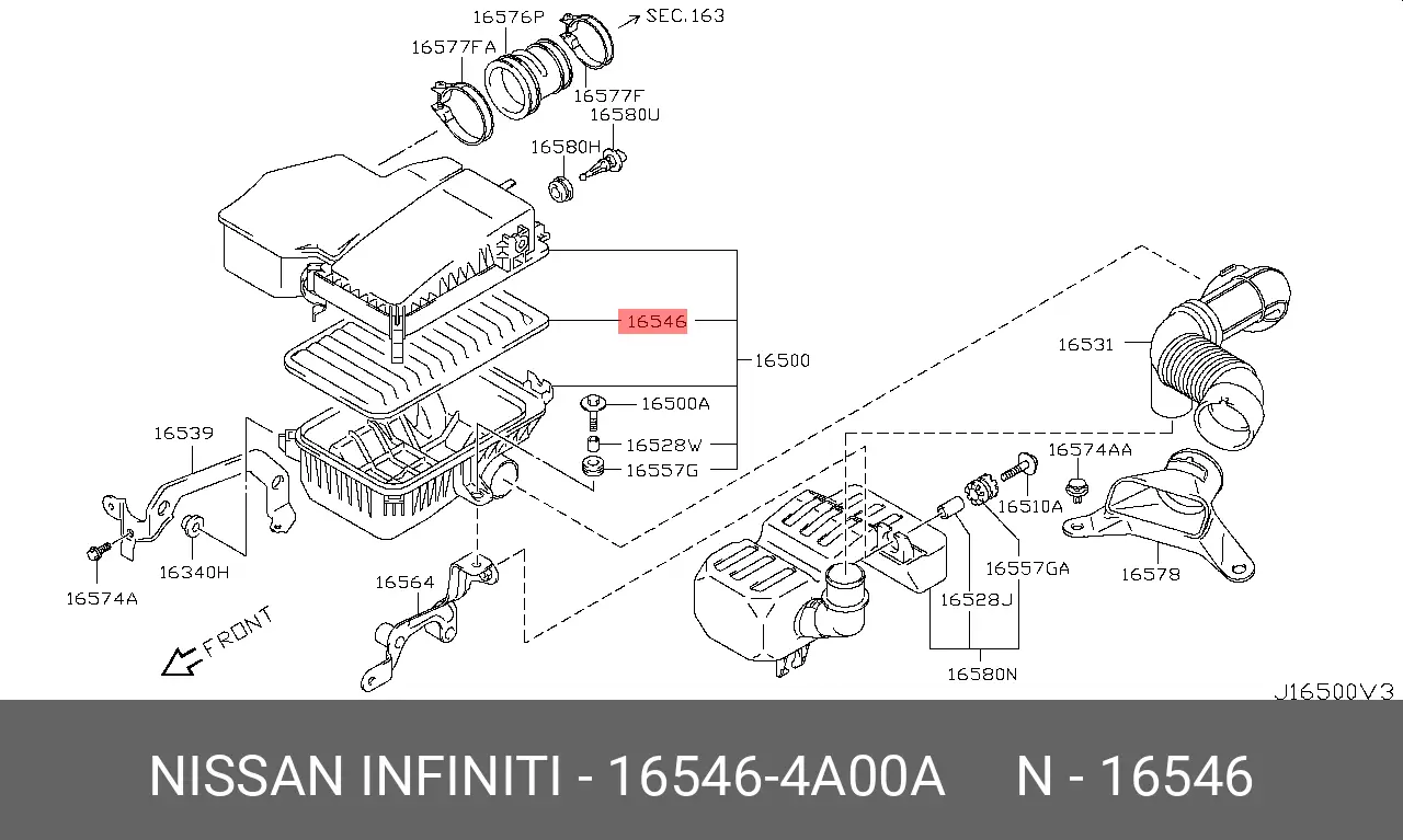 NISSAN 16546-4A00A AIR FILTER