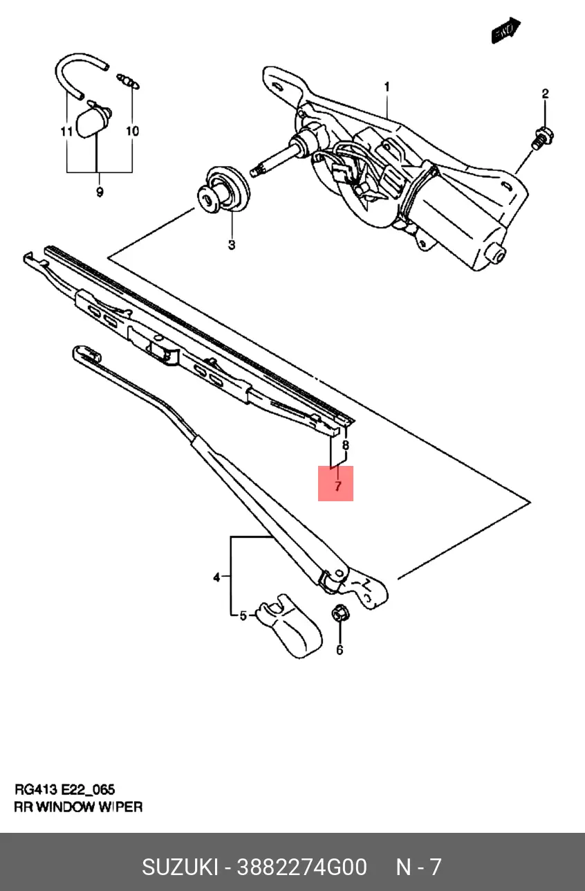 SUZUKI 38822-74G00 REAR WIPER