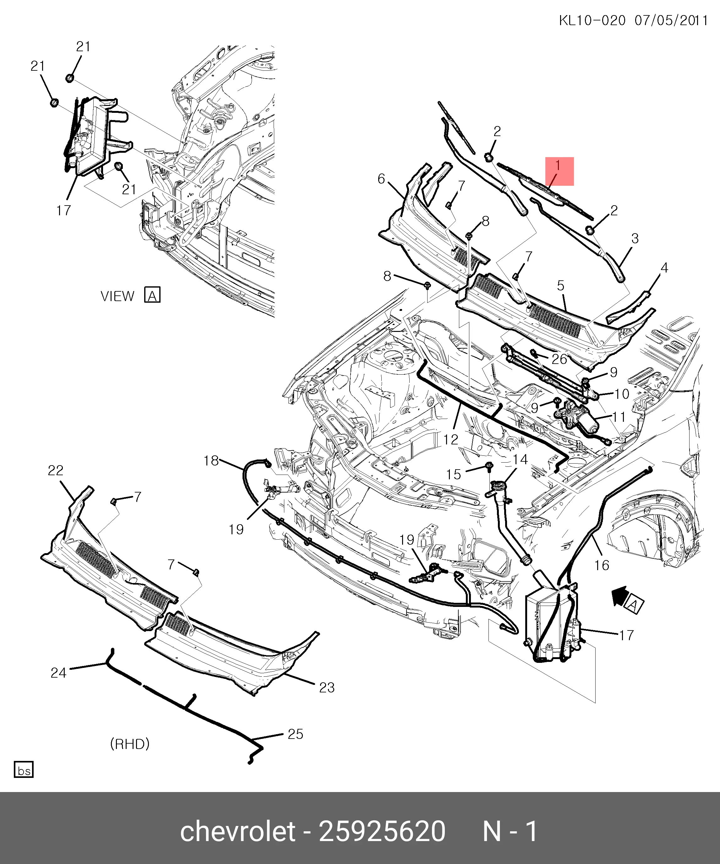 CHEVROLET 25925620 CONVENTIONAL WIPER