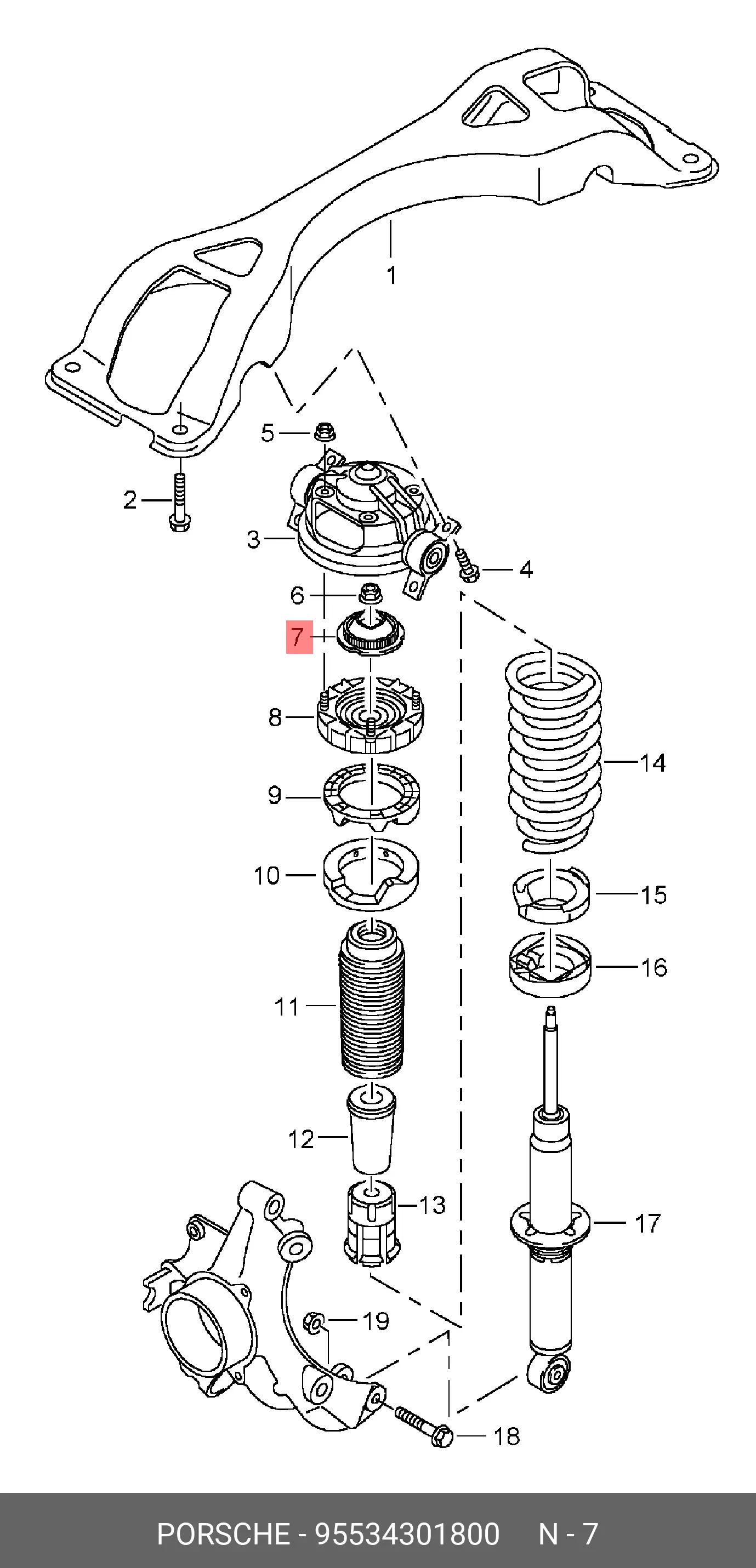 PORSCHE 955.343.01800 SHOCK ABSORBER MOUNTING