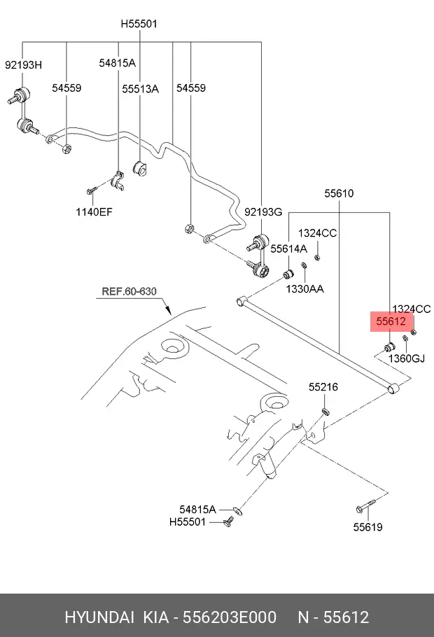 KIA 55620-3E000 BUSH, SUSPENSION